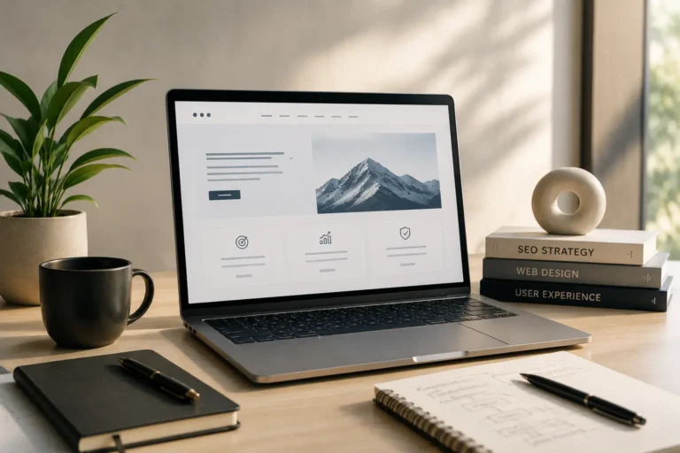 SEO-friendly website development showing website planning, technical SEO, and responsive web design